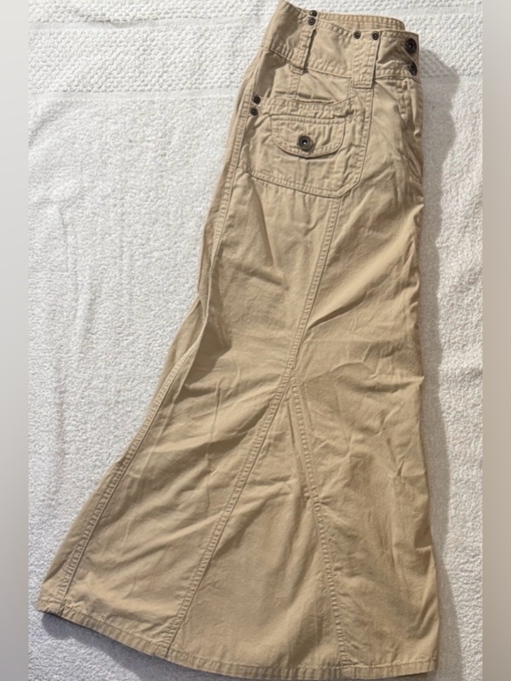 Vintage Faded Glory Cargo Utility Khaki Maxi Skirt Y2K Mallcore Cyber-Grunge 30”